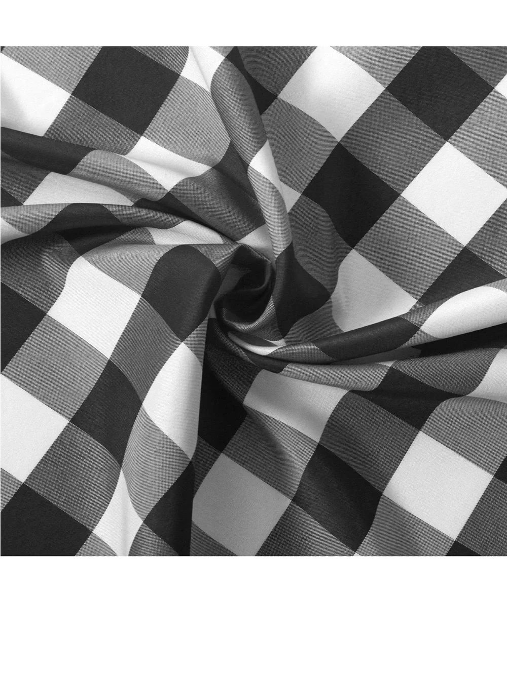 Black and White Buffalo Check Tie-Up Kitchen Curtain